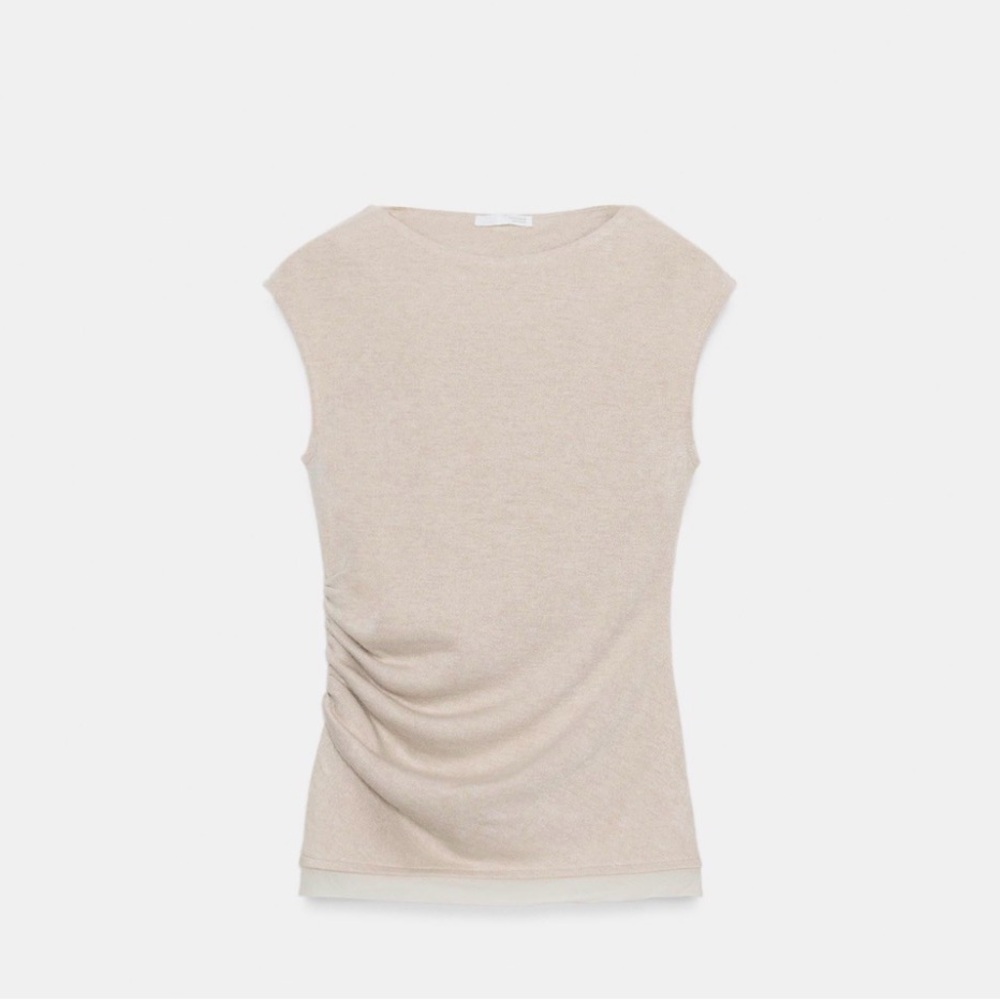 Zara Cream Short Sleeve Top